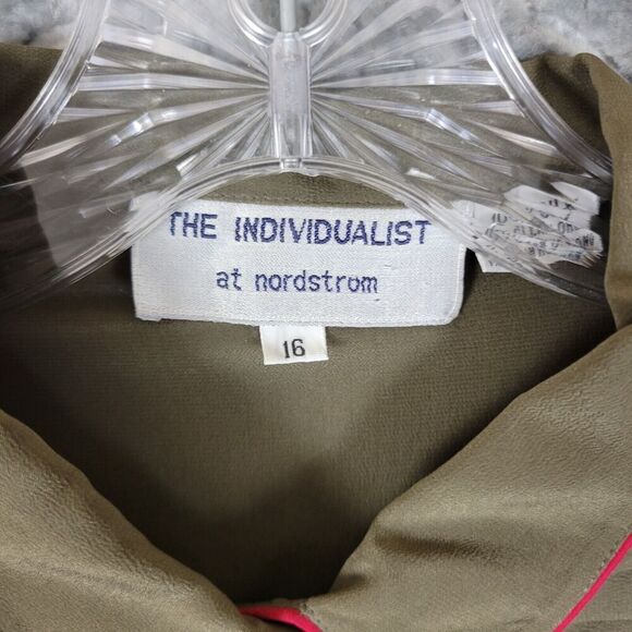 Vintage Nordstrom Dress Women's 16 Beige The Individualist Peasant Silk Belted - Picture 4 of 14